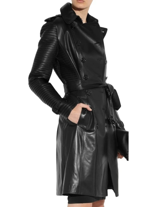 Smart Black Ladies Leather Coat