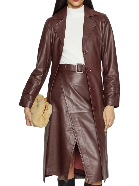 Stylish Burgundy Leather Coat Stylish Burgundy Leather Coat