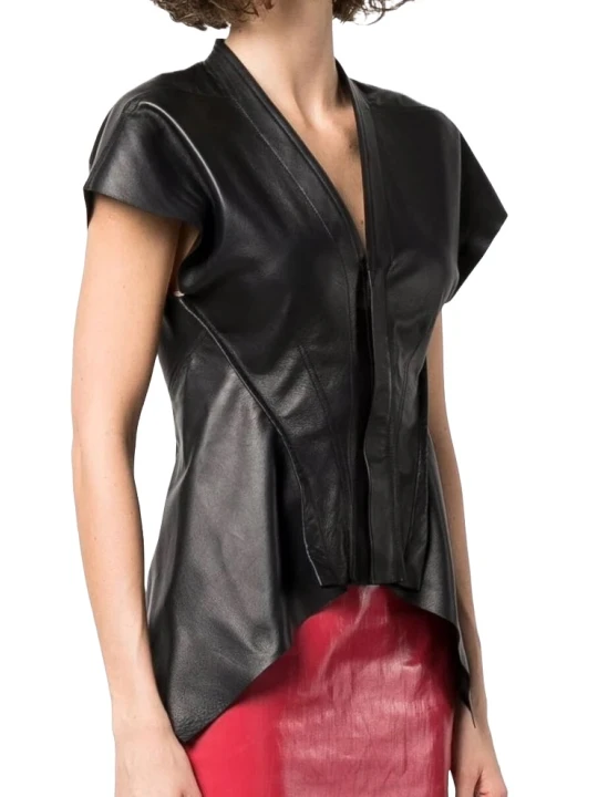 Black Designer Leather Top Black Designer Leather Top