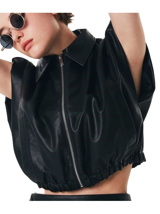 Black Leather Look Vest