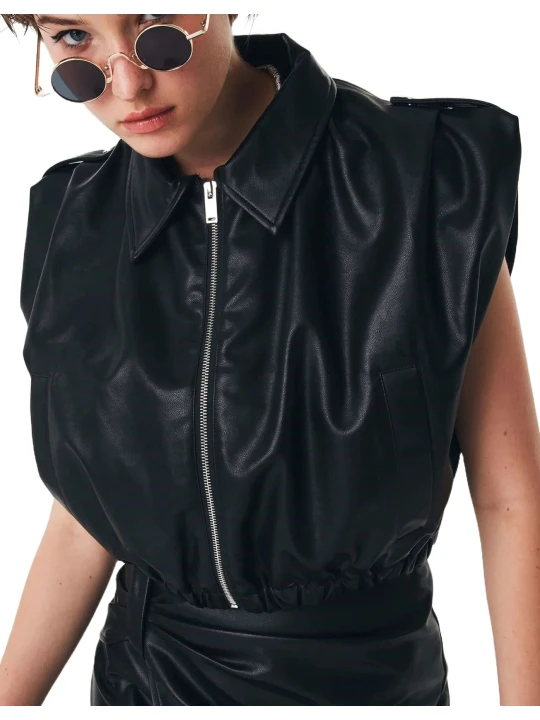 Black Leather Look Vest Black Leather Look Vest