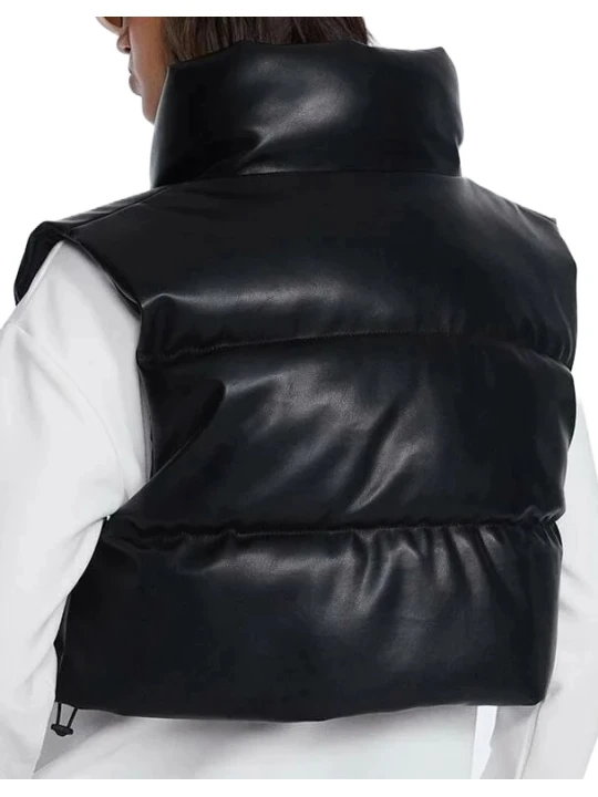 Black Leather Puffer Vest Black Leather Puffer Vest