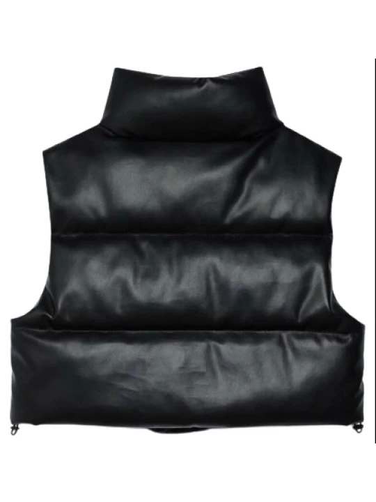 Black Leather Puffer Vest Black Leather Puffer Vest