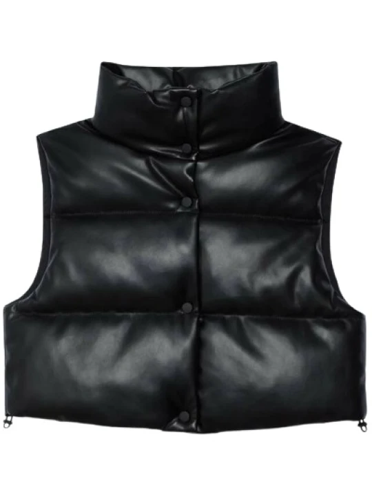 Black Leather Puffer Vest Black Leather Puffer Vest