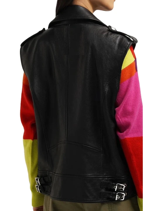 Black Leather Vest For Bikers