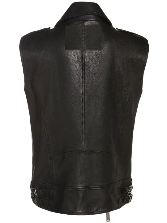 Black Leather Vest For Bikers