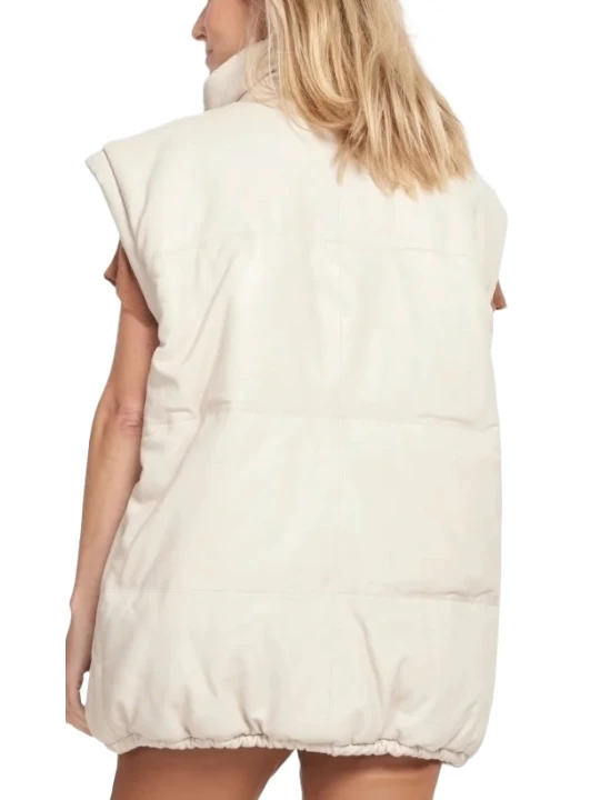 Off White Zip Up Leather Vest Coat Off White Zip Up Leather Vest Coat