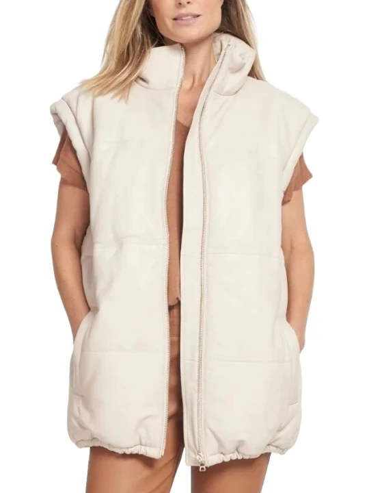 Off White Zip Up Leather Vest Coat Off White Zip Up Leather Vest Coat
