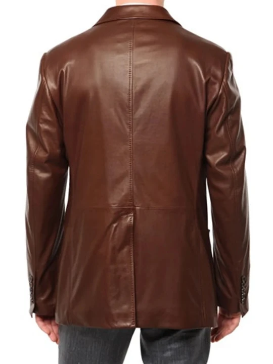 Men Dashing Look Real Lambskin Brown Leather Blazer
