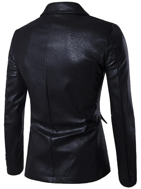 Men Elegant Real Lambskin Black Leather Blazer