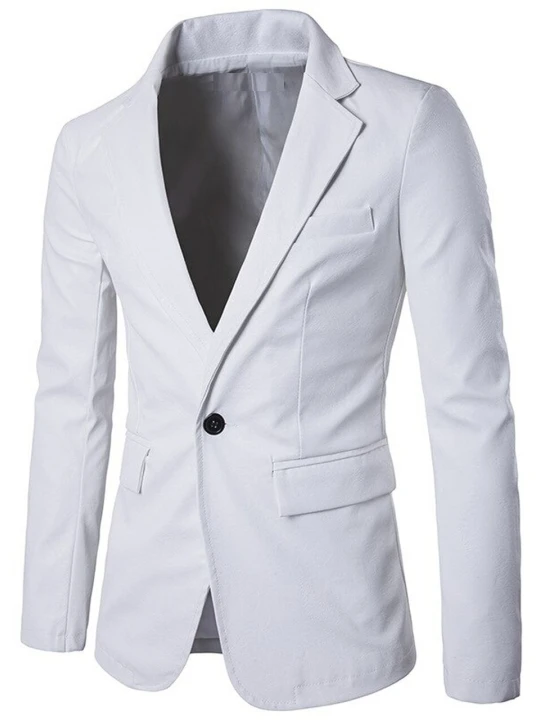 Men Elegant Real Lambskin White Leather Blazer