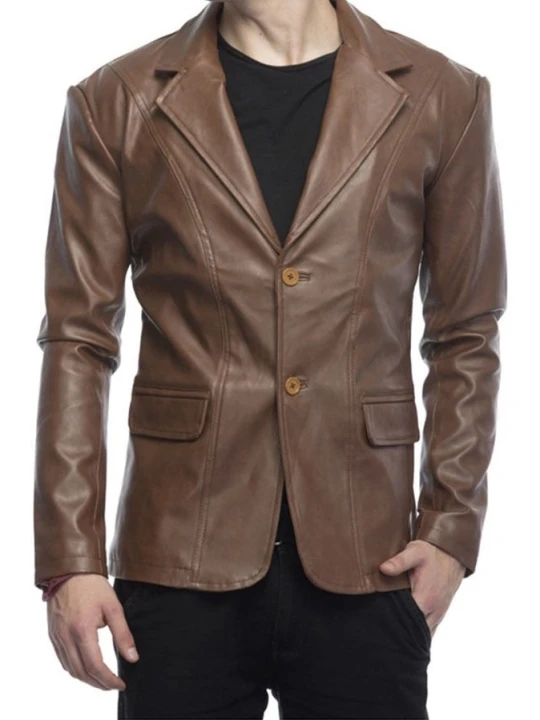 Men Stylish Look Real Lambskin Brown Leather Blazer