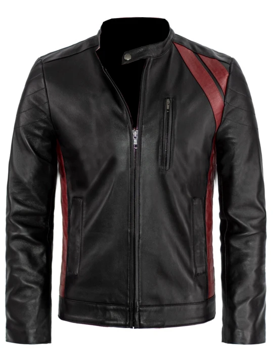 Men Elegant Style Real Lambskin Black Leather Jacket