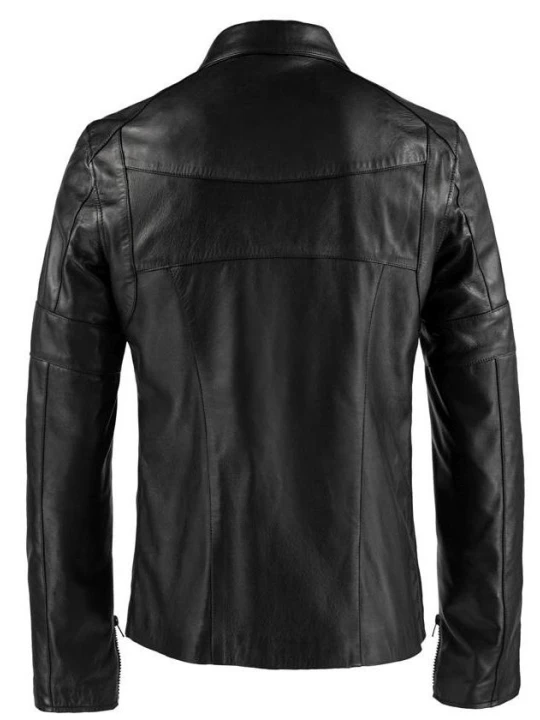 Men High Fashion Real Lambskin Black Leather Jacket