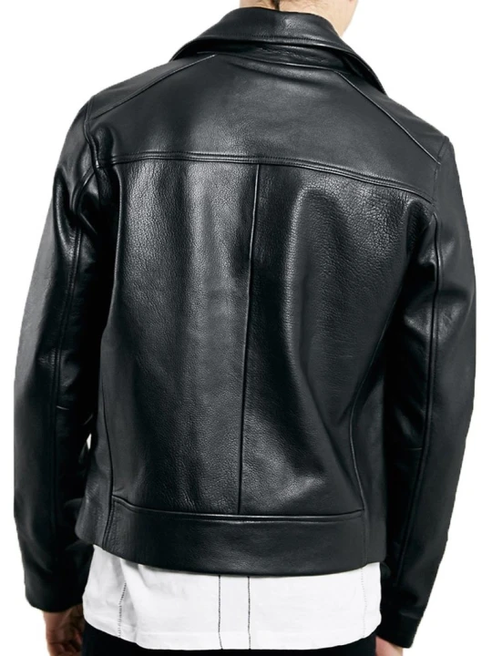 Men Stylish Motorcycle Real Lambskin Black Leather Jacket
