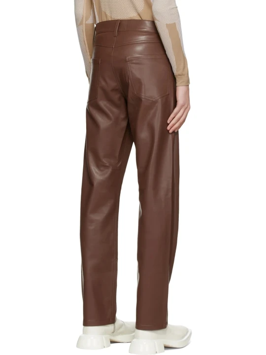Men Classy look Real Lambskin Dark Brown Leather Trousers Pants