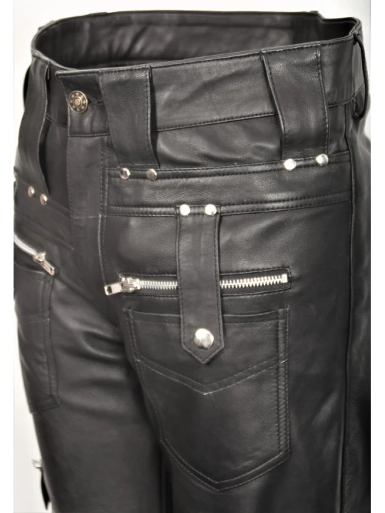 Men Fabulous Fashion Real Lambskin Black Leather Trousers Pants