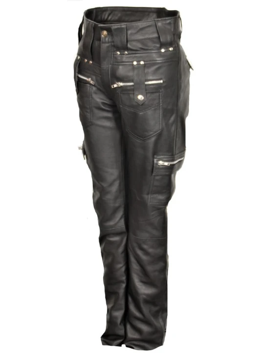 Men Fabulous Fashion Real Lambskin Black Leather Trousers Pants