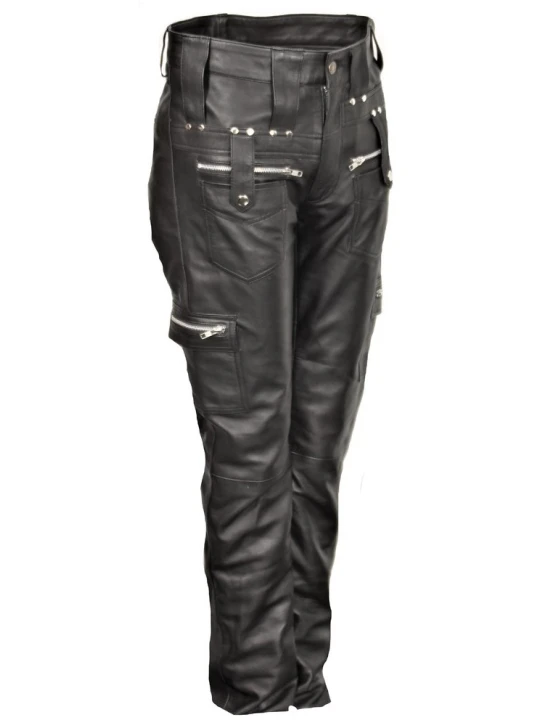 Men Fabulous Fashion Real Lambskin Black Leather Trousers Pants