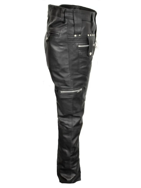 Men Fabulous Fashion Real Lambskin Black Leather Trousers Pants