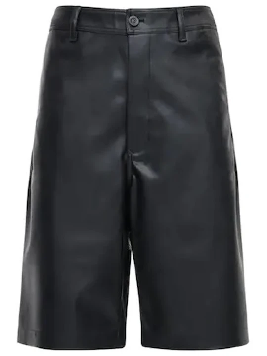 Men Smart Wear Real Lambskin Black Leather Sports Shorts