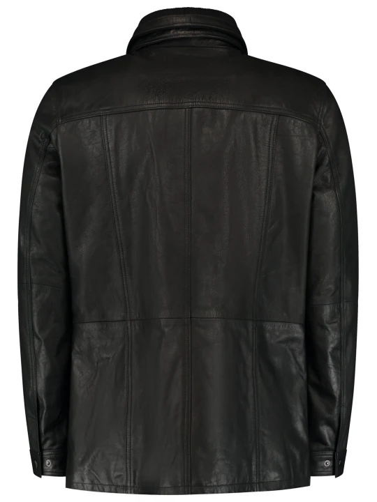 Men Edgy Style Real Sheepskin Black Leather Long Coat