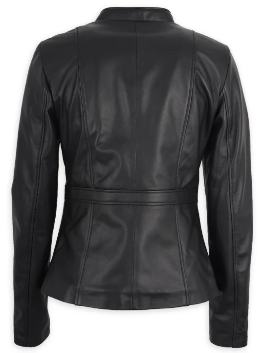 Women Edgy Real Lambskin Black Leather Jacket
