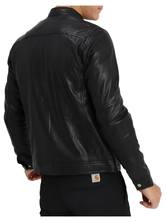 Men Awesome Look Real Lambskin Black Leather Jacket