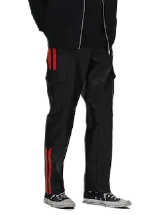 Men Street Fashion Real Lambskin Black Leather Cargo Trousers Pants