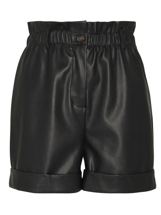 Women Stylish Real Lambskin Black Leather Shorts